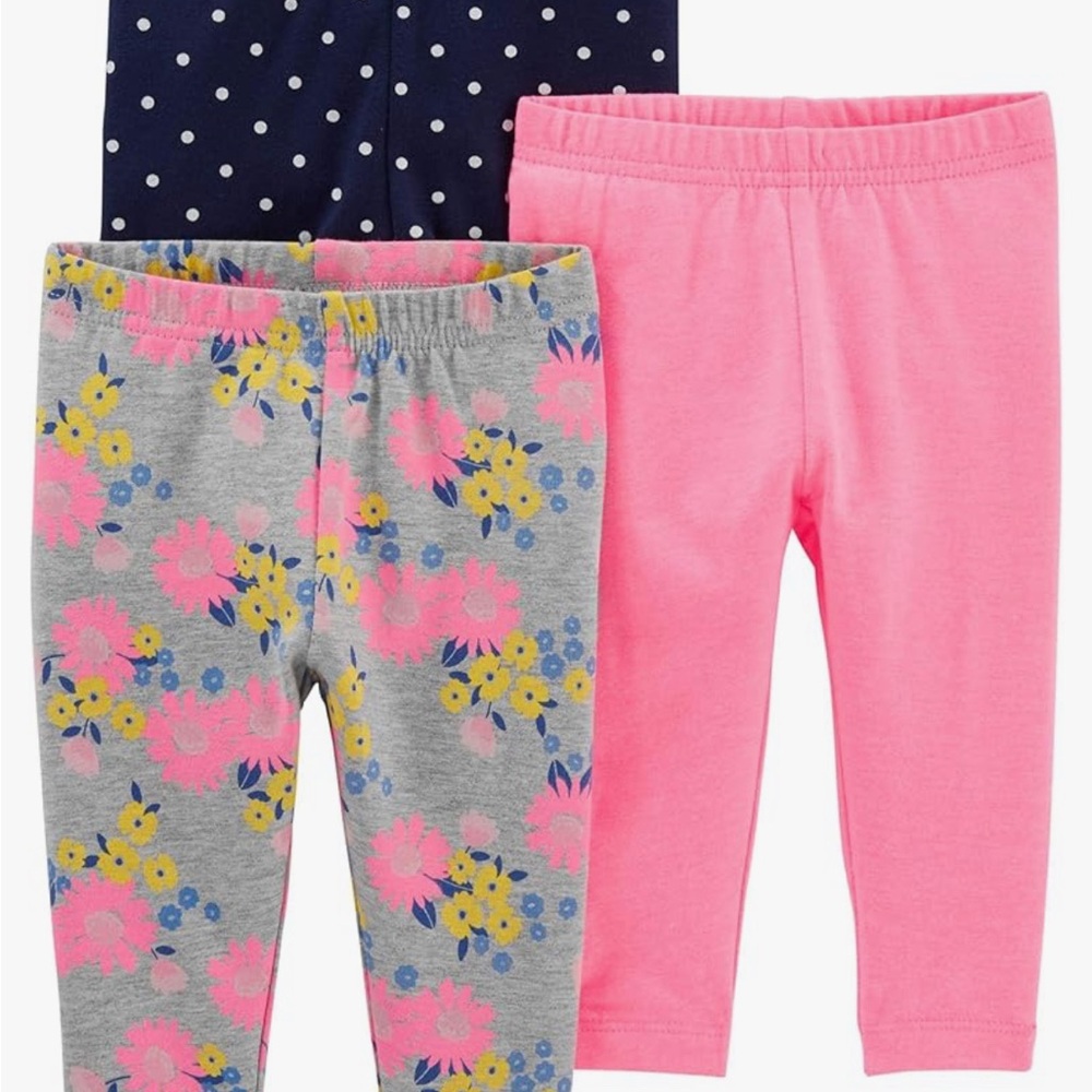 Girls Floral Pink and Polka Dot Leggings Set